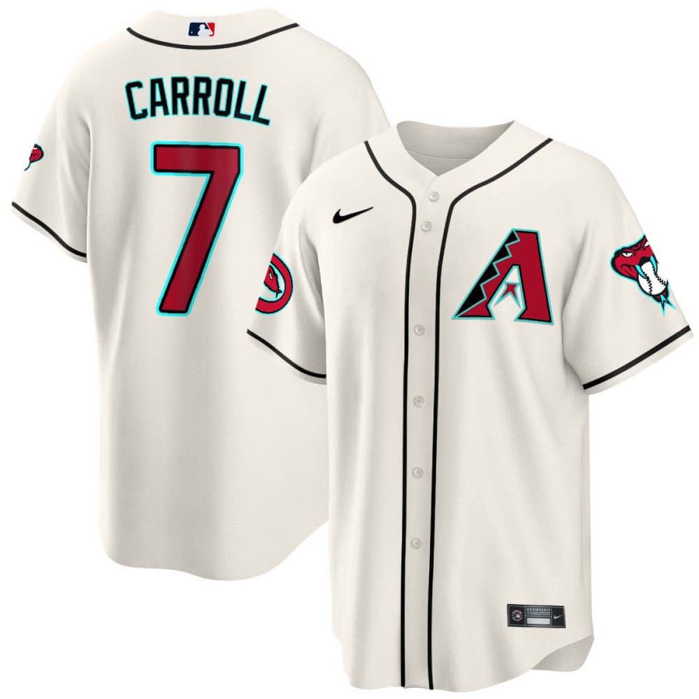 Men Arizona Diamondback #7 Carroll Cream 2024 Nike Cool Base MLB Jersey->arizona diamondback->MLB Jersey